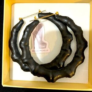 - Seville Michelle leather old school hoop bamboo earrings. Brand new no c…